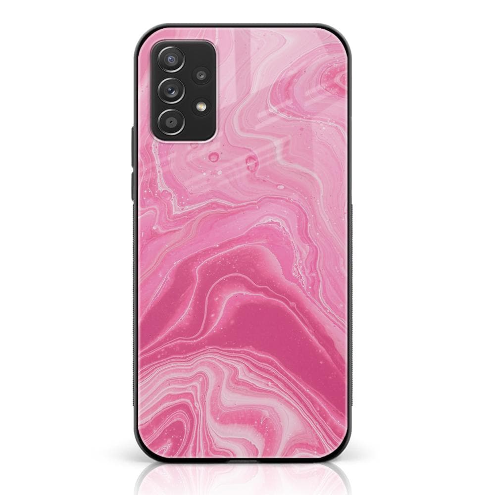 Galaxy A52 - Pink Marble Series - Premium Printed Glass soft Bumper shock Proof Case