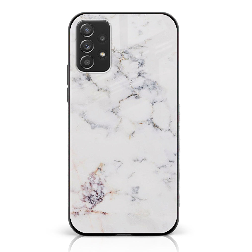 Samsung Galaxy A73 - White Marble Series - Premium Printed Glass soft Bumper shock Proof Case