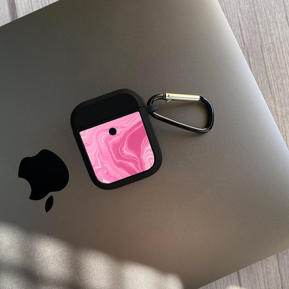 Apple Airpods Case - Pink Marble Series 03 - Premium Print with holding clip