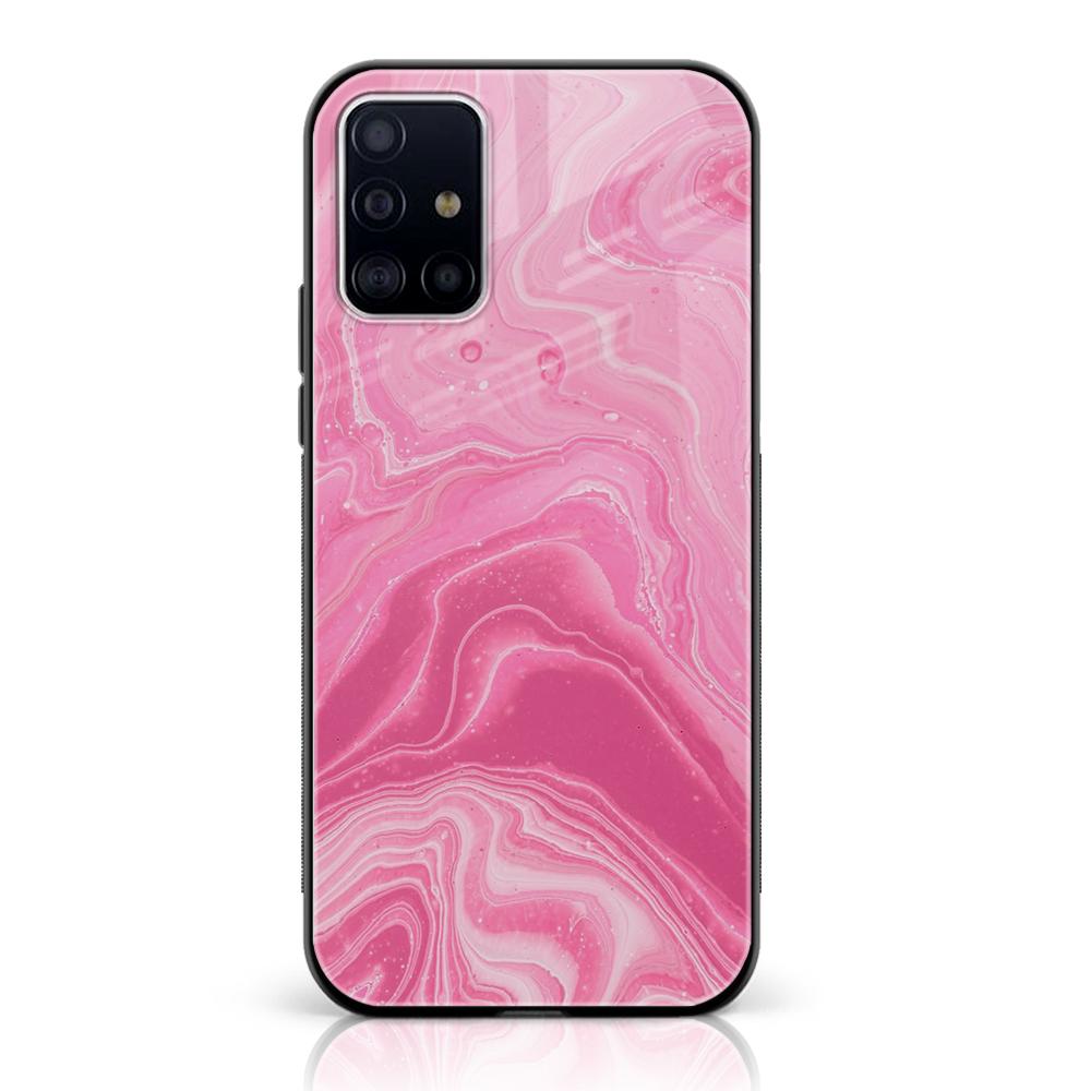 Samsung Galaxy A71 - Pink Marble Series - Premium Printed Glass soft Bumper shock Proof Case