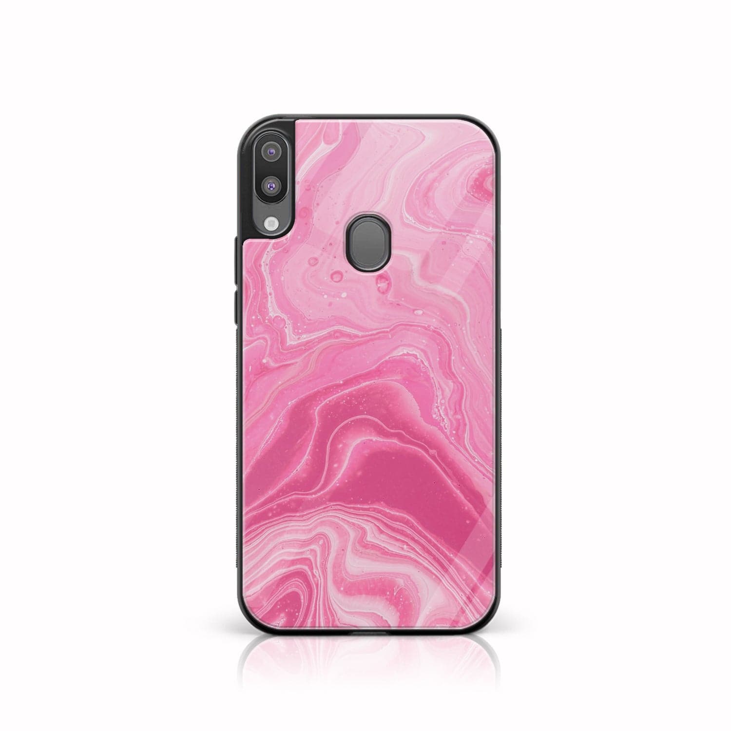 Galaxy A20/A30 - Pink Marble Series - Premium Printed Glass soft Bumper shock Proof Case