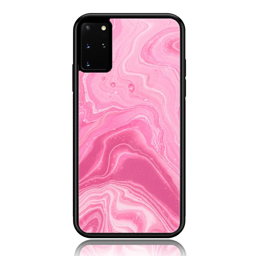 Galaxy S20 Plus - Pink Marble Series - Premium Printed Glass soft Bumper shock Proof Case