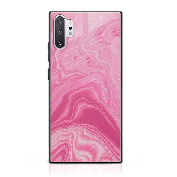 Galaxy Note 10 Pro/Plus - Pink Marble Design 3- Premium Printed Glass soft Bumper shock Proof Case CS-44577