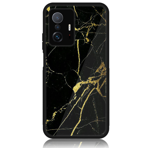 Xiaomi 11T Pro - Black Marble Design 3- Premium Printed Glass soft Bumper shock Proof Case CS-49542