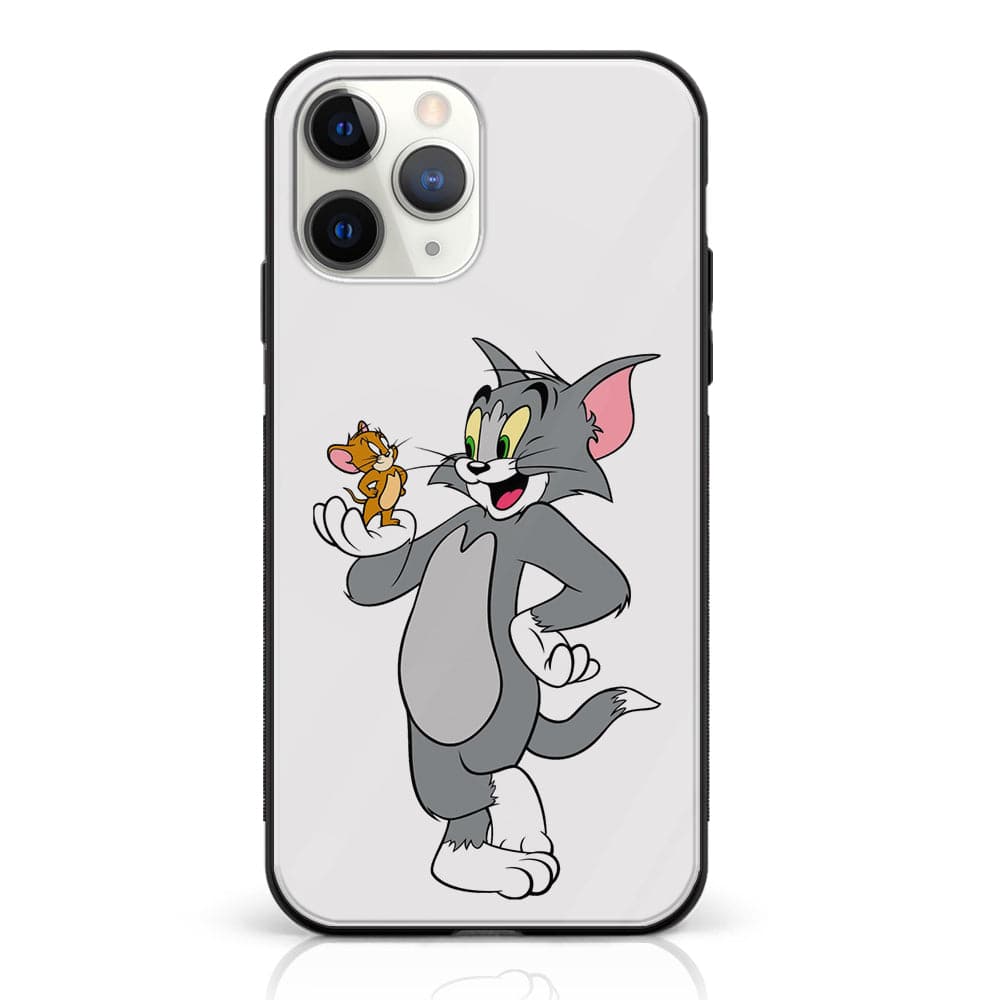 iPhone 11 Pro Max  Cartoon Series  Premium Printed Glass soft Bumper shock Proof Case