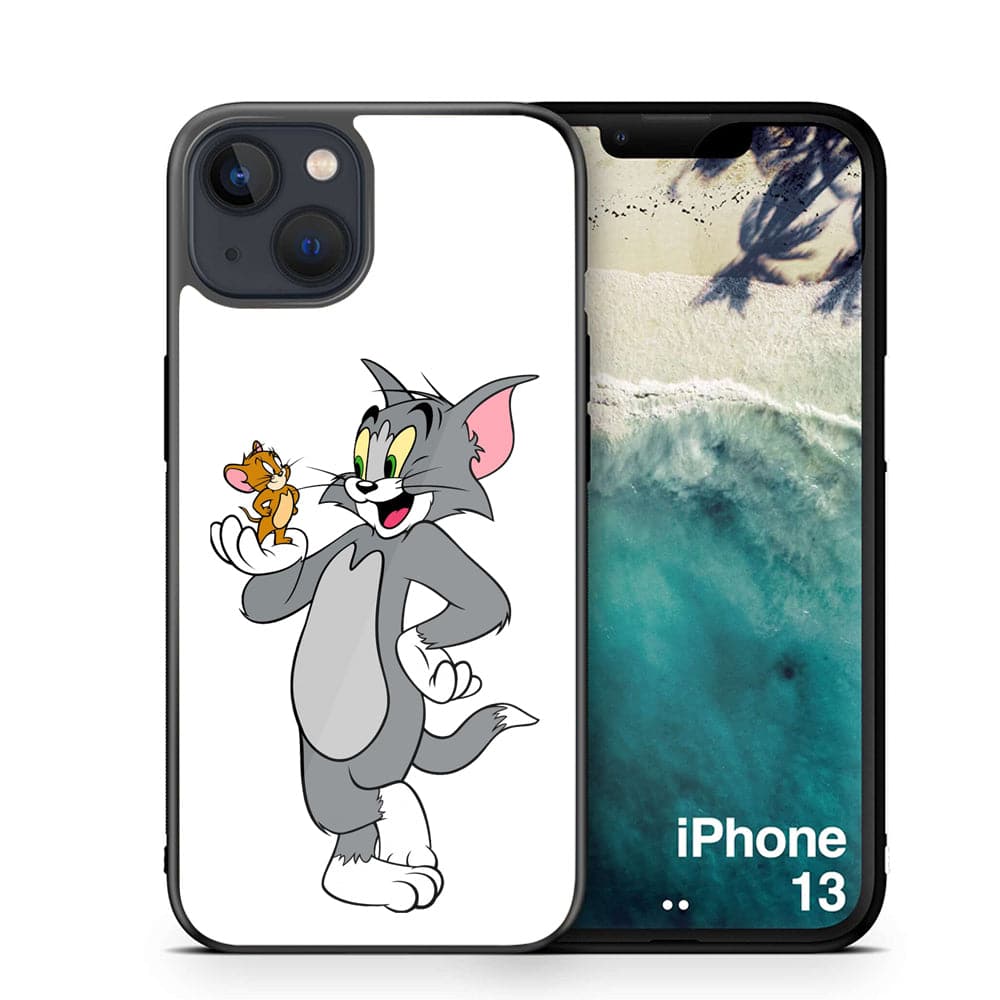 iPhone 13 Cartoon Series  Premium Printed Glass soft Bumper shock Proof Case