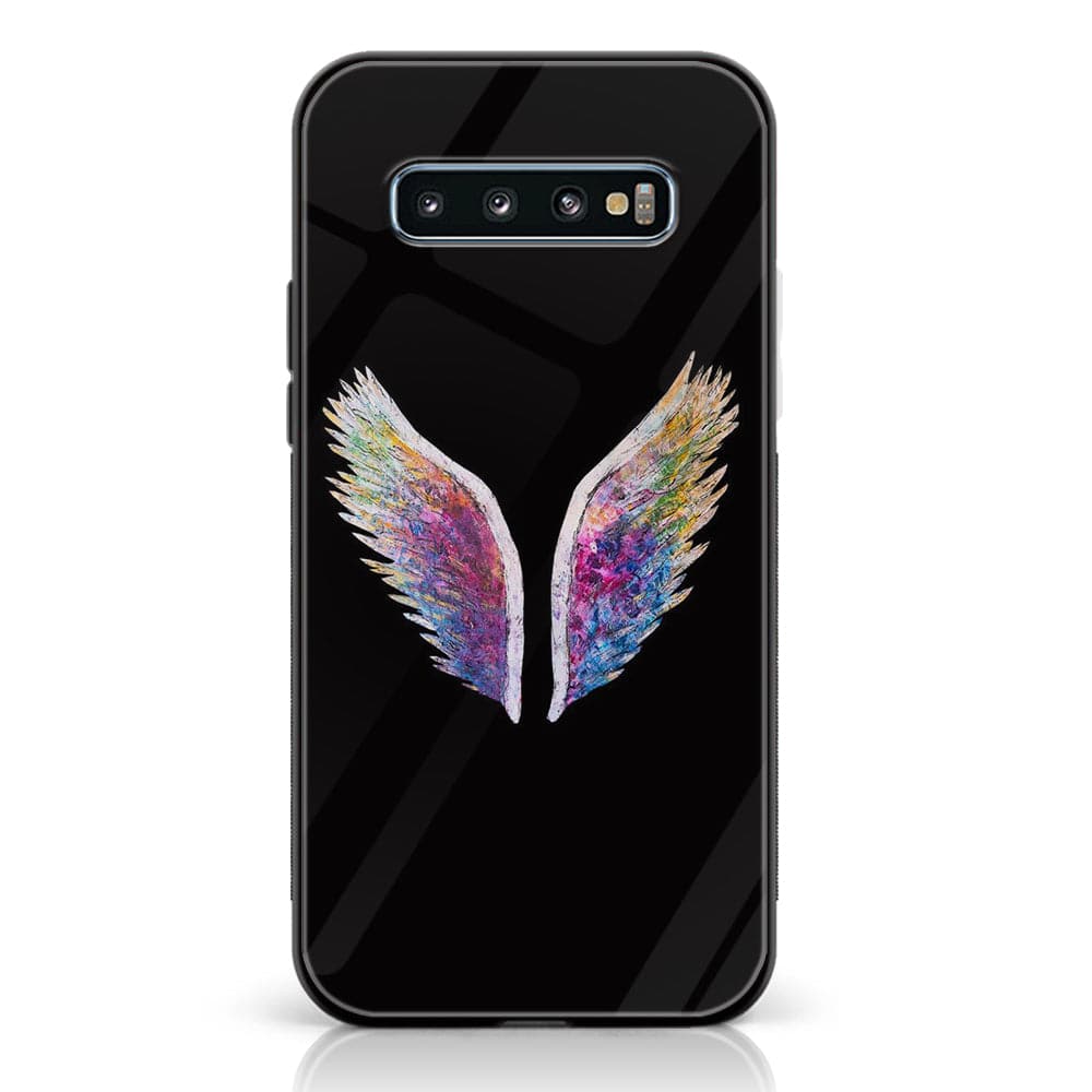 Galaxy S10 Plus - Angel Wing Series - Premium Printed Glass soft Bumper shock Proof Case
