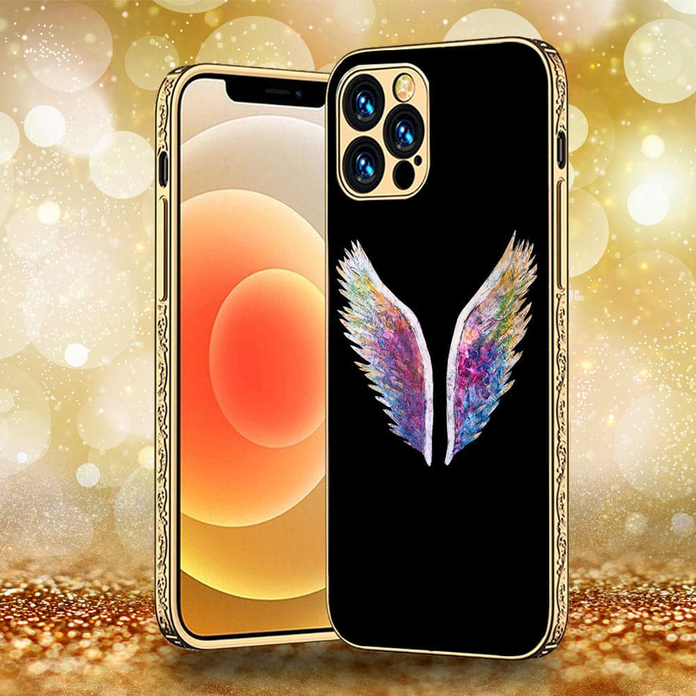 iPhone 13 Pro - Angel Wings Series - Premium Electroplated Infinity Ultra Shine Glass Soft Silicon Borders Case