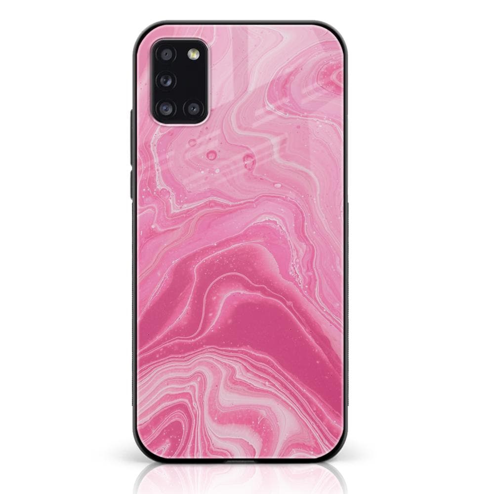 Samsung Galaxy A31 - Pink Marble Series - Premium Printed Glass soft Bumper shock Proof Case