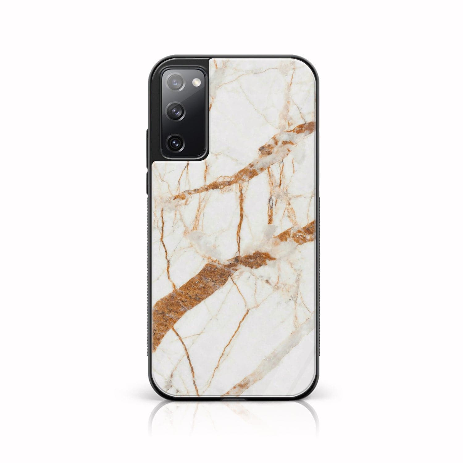 Galaxy S20 FE - White Marble Series - Premium Printed Glass soft Bumper shock Proof Case