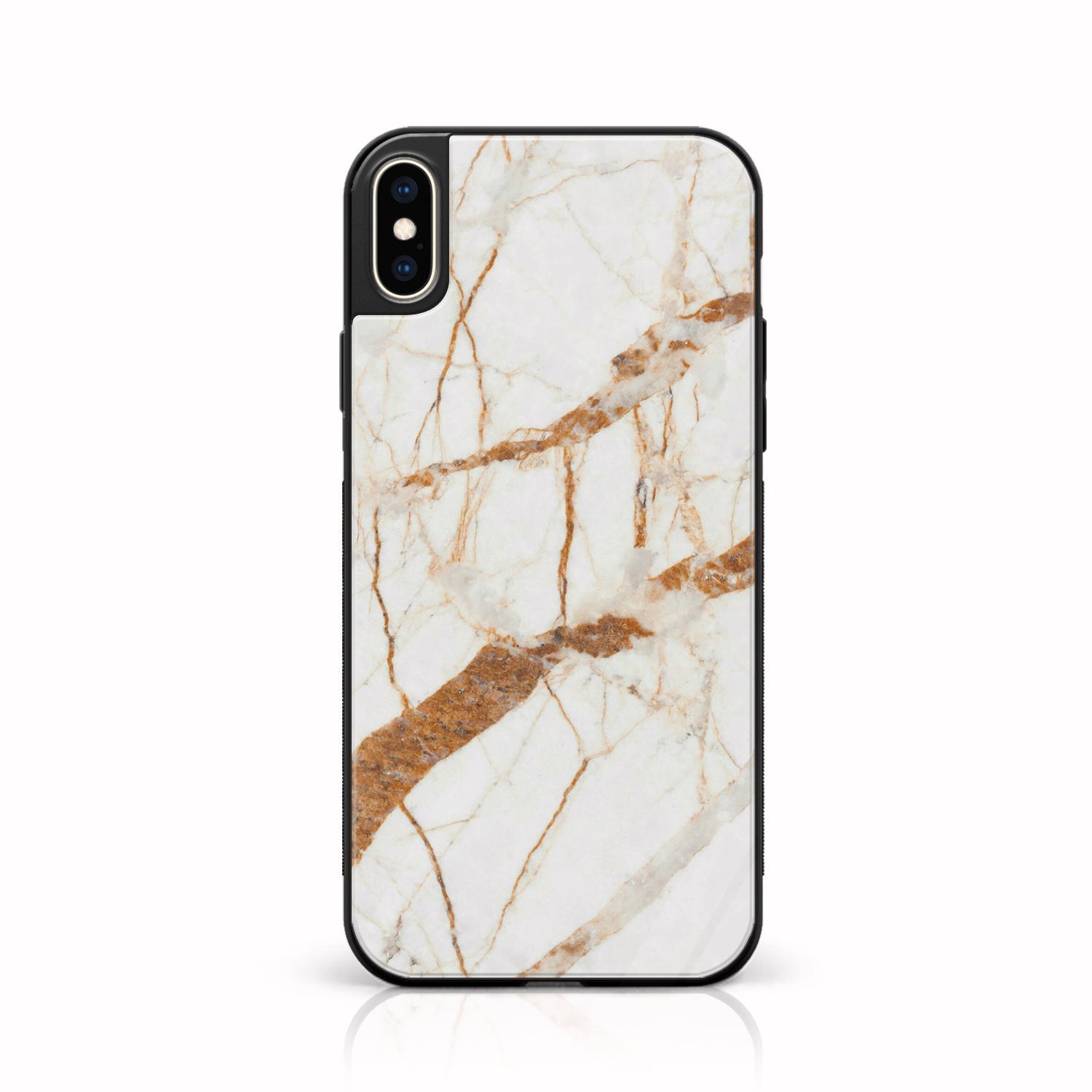 iPhone X/XS - White Marble Series - Premium Printed Glass soft Bumper shock Proof Case