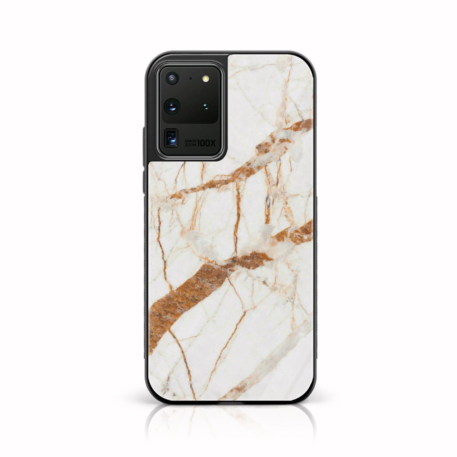Sasmung Galaxy S20 Ultra - White Marble Series - Premium Printed Glass soft Bumper shock Proof Case