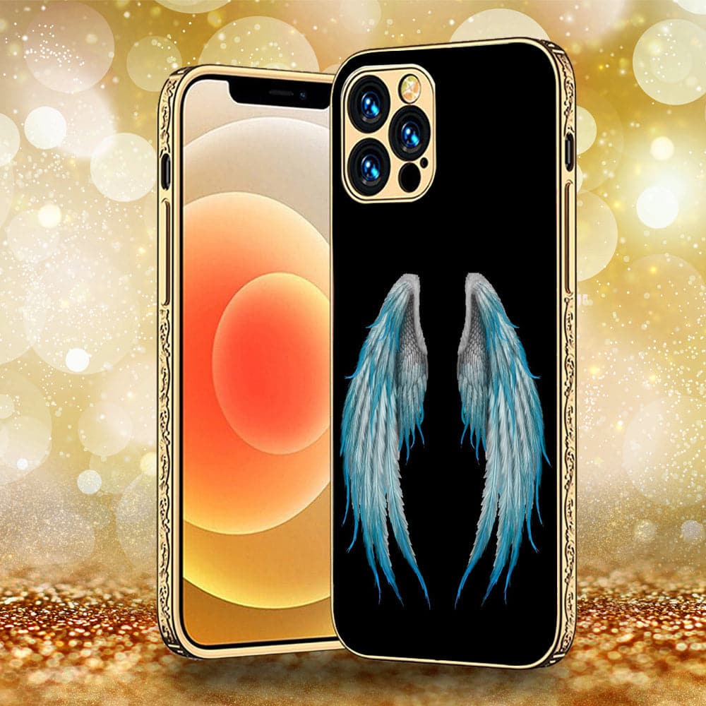 iPhone 11 Pro Max - Angel Wing Series - Premium Electroplated Infinity Ultra Shine Glass Soft Silicon Borders Case