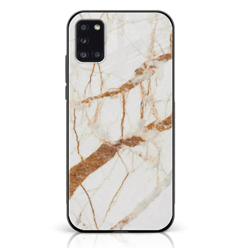 Samsung Galaxy A31 - White Marble Series - Premium Printed Glass soft Bumper shock Proof Case