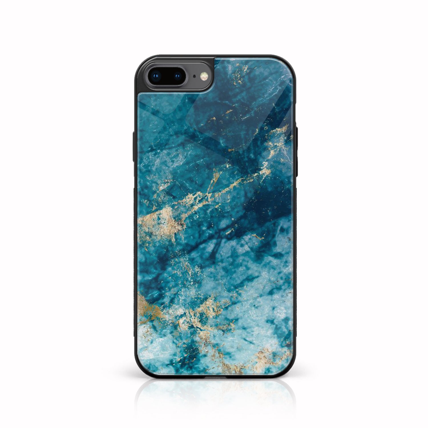iPhone 7 Plus/ 8 Plus - Blue Marble Series - Premium Printed Glass soft Bumper shock Proof Case
