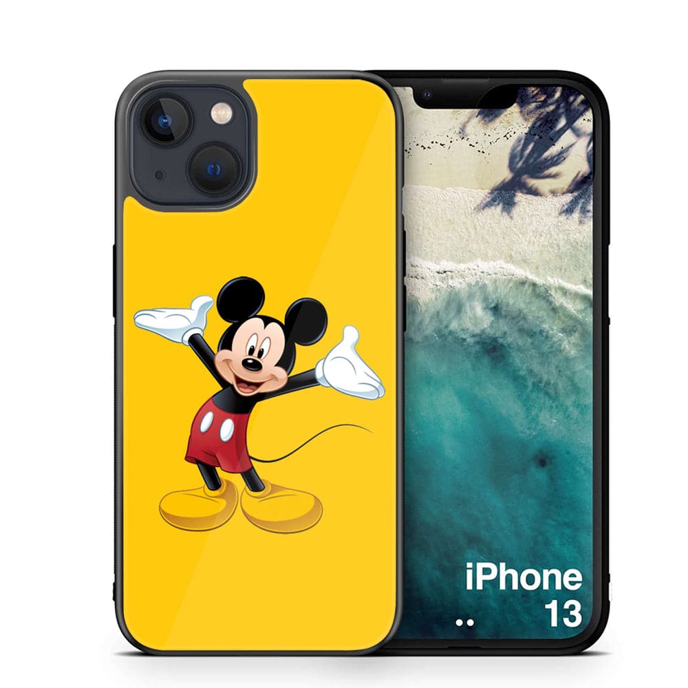 iPhone 13 Cartoon Series  Premium Printed Glass soft Bumper shock Proof Case