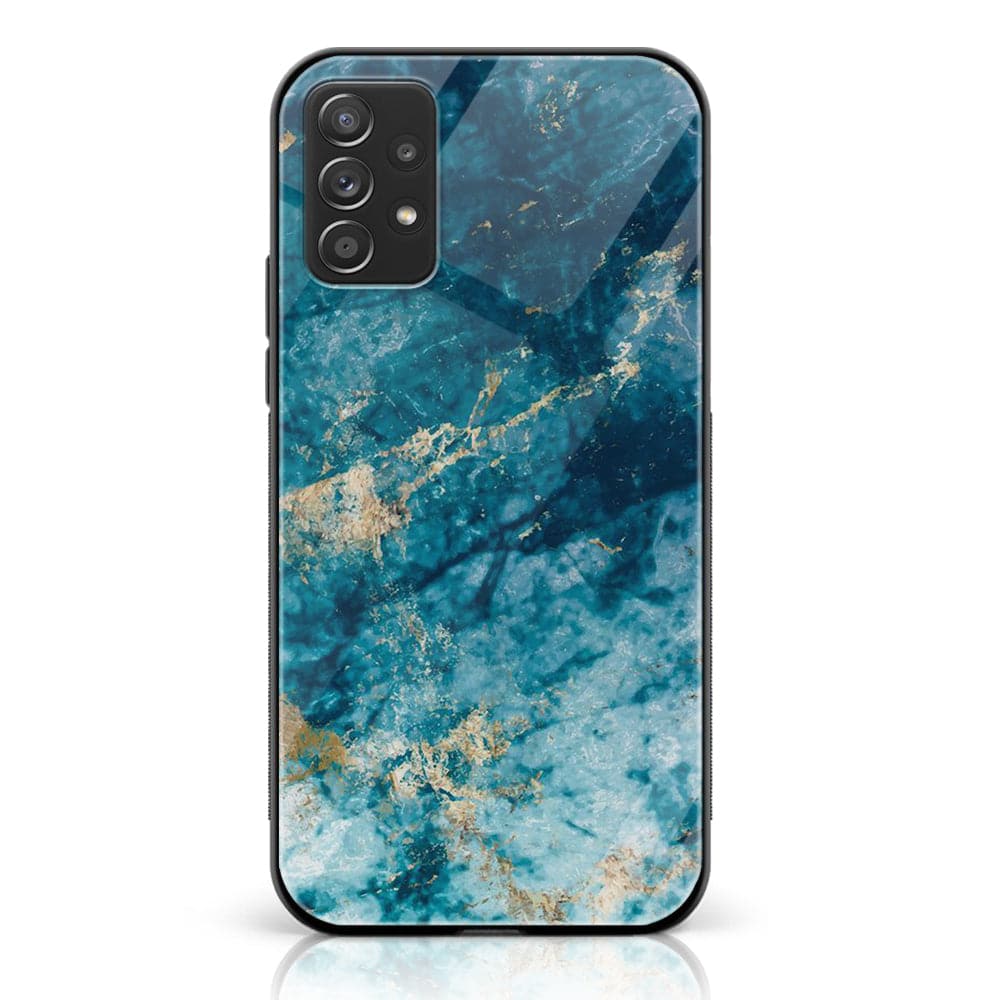 Galaxy A52 - Blue Marble Series - Premium Printed Glass soft Bumper shock Proof Case
