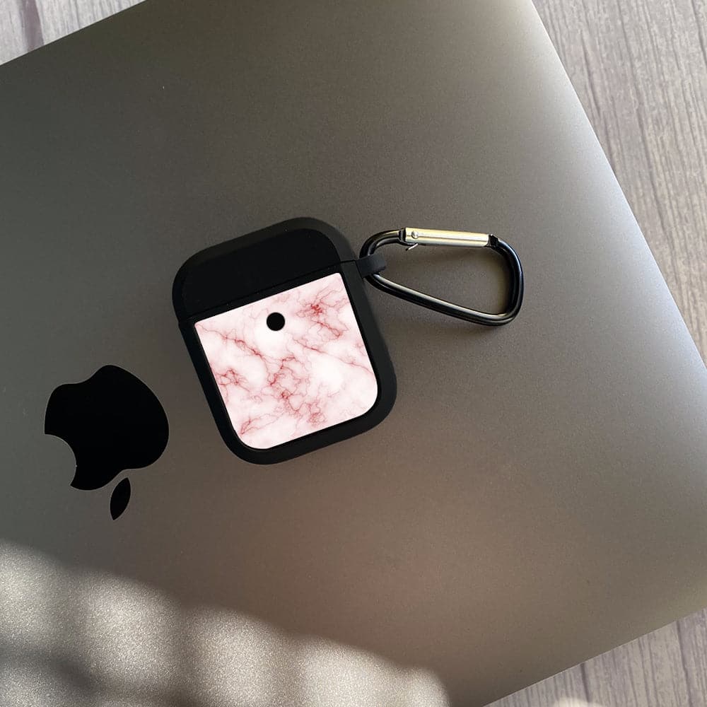 Apple Airpods Case - Pink Marble Series 04 - Premium Print with holding clip