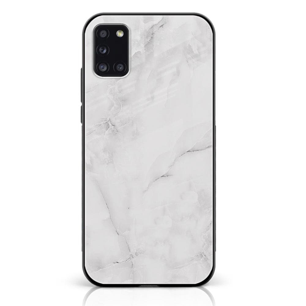 Samsung Galaxy A31 - White Marble Series - Premium Printed Glass soft Bumper shock Proof Case