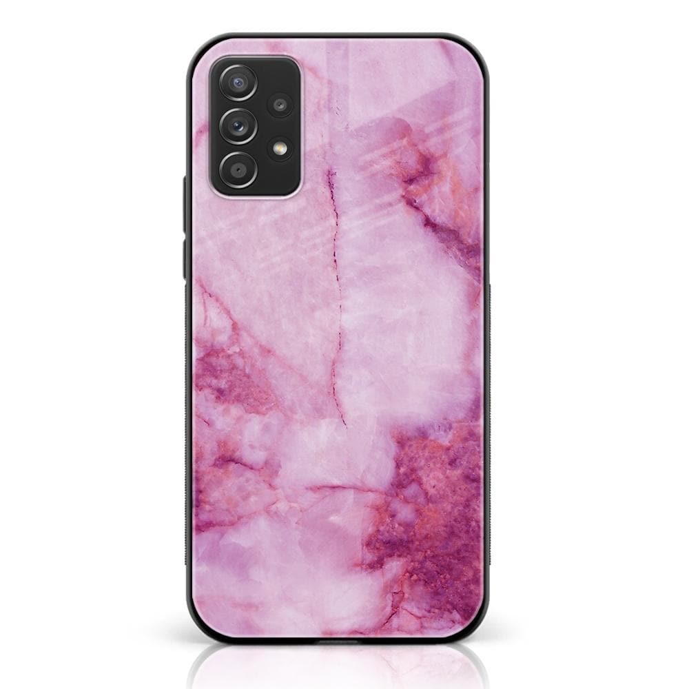 Galaxy A52 - Pink Marble Series - Premium Printed Glass soft Bumper shock Proof Case