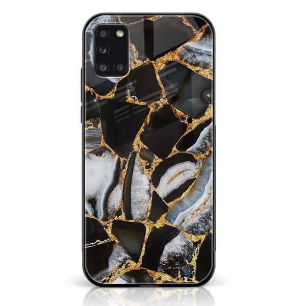 Samsung Galaxy A31 - Black Marble Design 5 - Premium Printed Glass soft Bumper shock Proof Case CS-19589