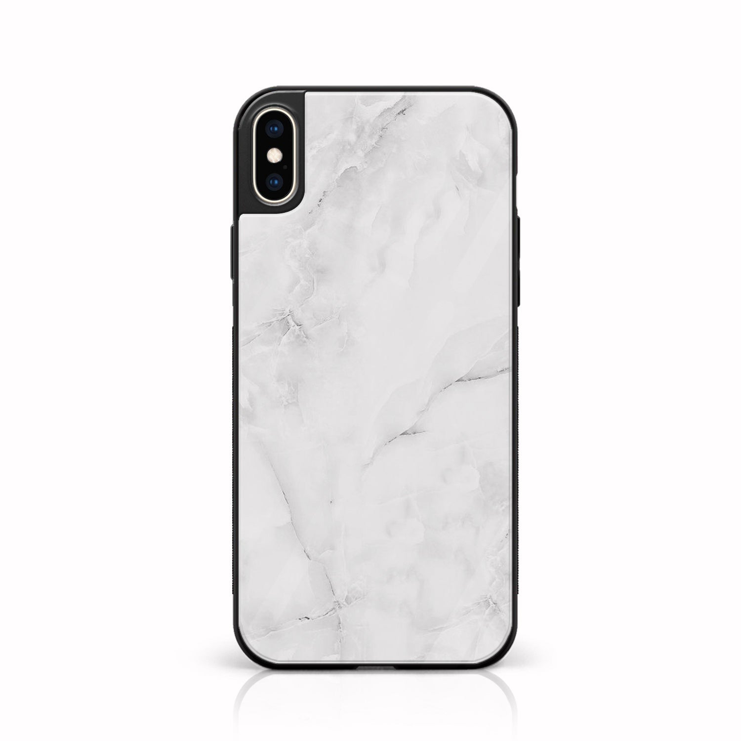 iPhone X/XS - White Marble Series - Premium Printed Glass soft Bumper shock Proof Case