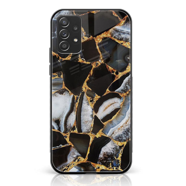 Samsung Galaxy A33 - Black Marble Series Design 5  - Premium Printed Glass soft Bumper shock Proof Case CS-23367