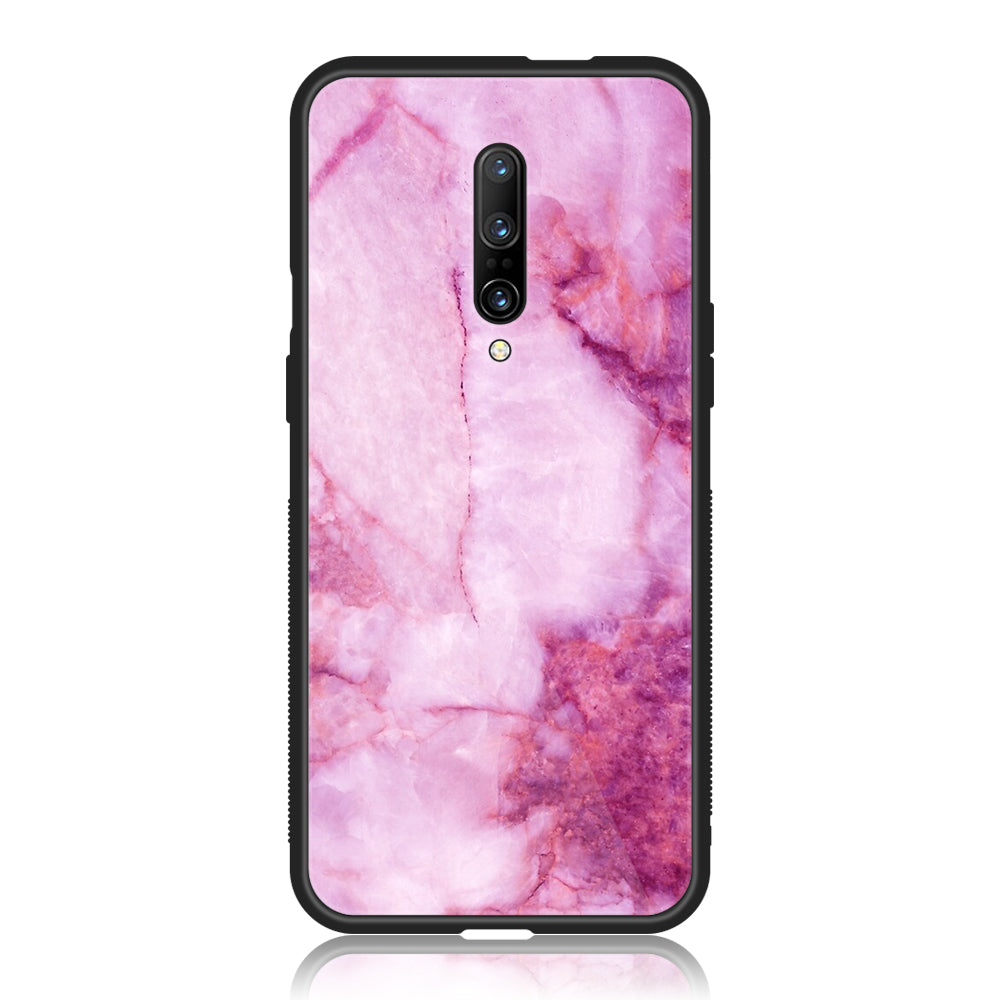 OnePlus 7 Pro - Pink Marble Series - Premium Printed Glass soft Bumper shock Proof Case