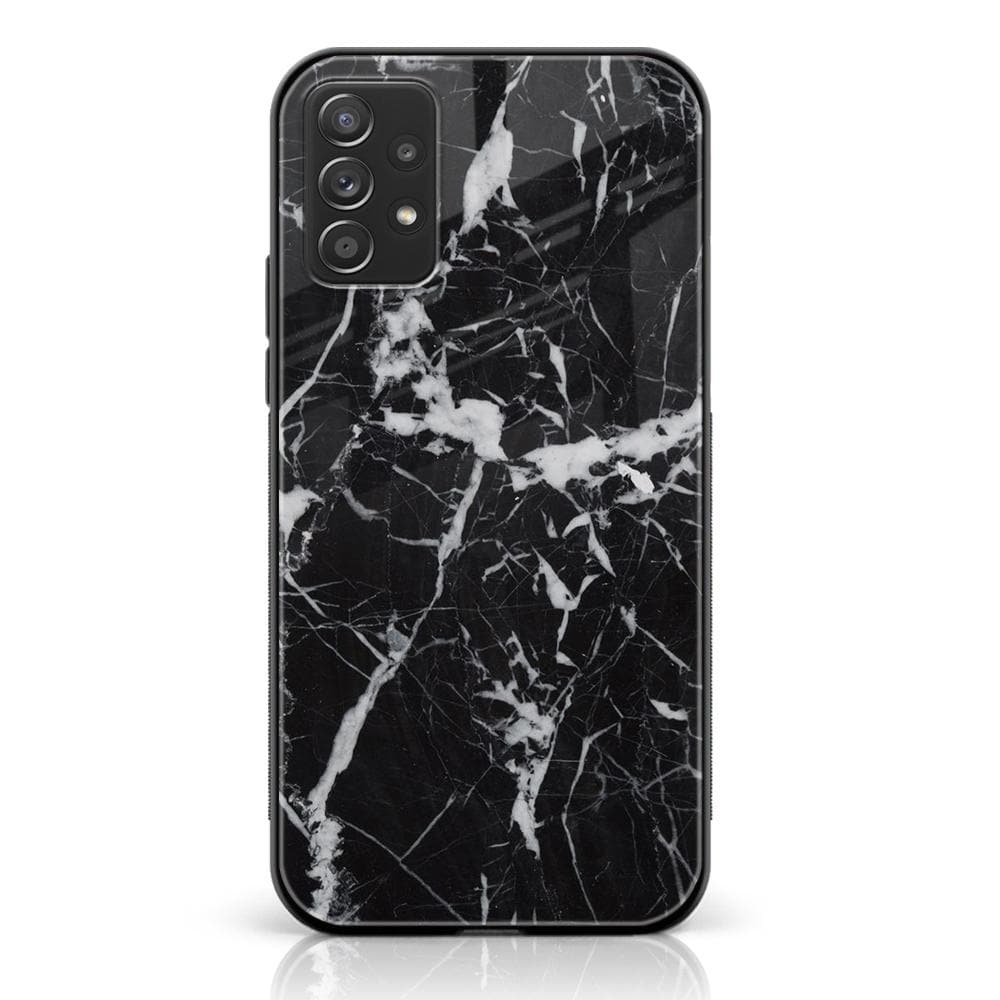Galaxy A52s - Black Marble Series - Premium Printed Glass soft Bumper shock Proof Case