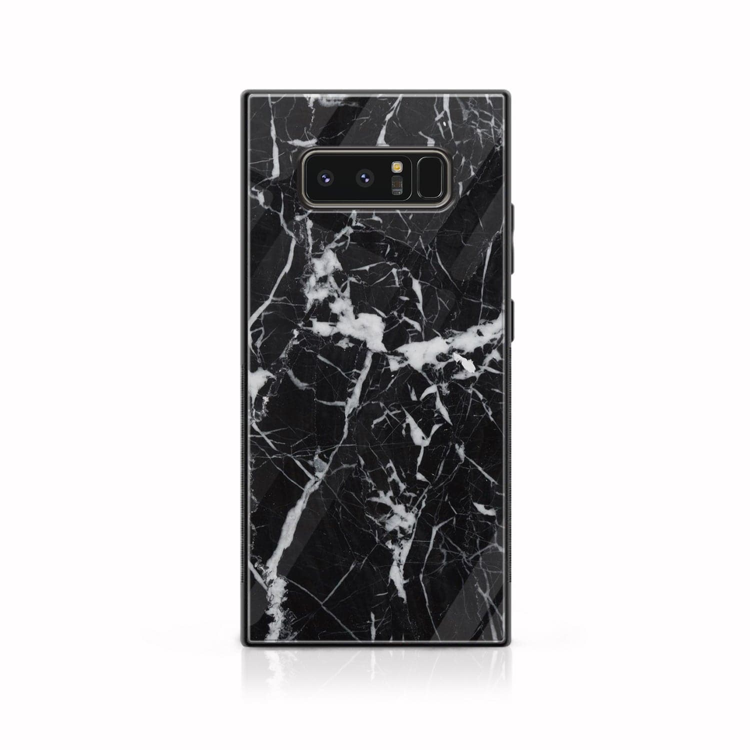 Galaxy Note 8 - Black Marble Series - Premium Printed Glass soft Bumper shock Proof Case