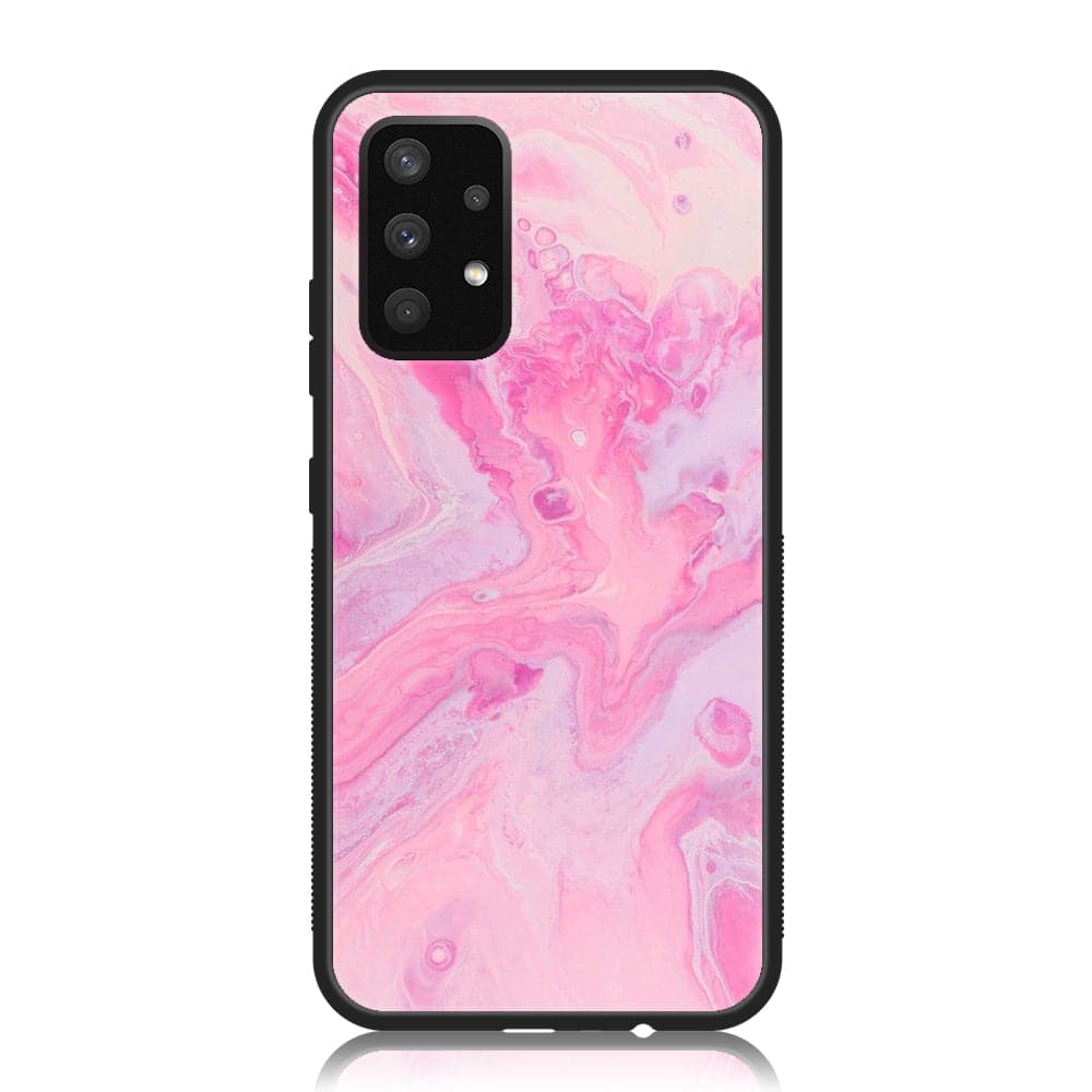Galaxy A32 - Pink Marble Series - Premium Printed Glass soft Bumper shock Proof Case