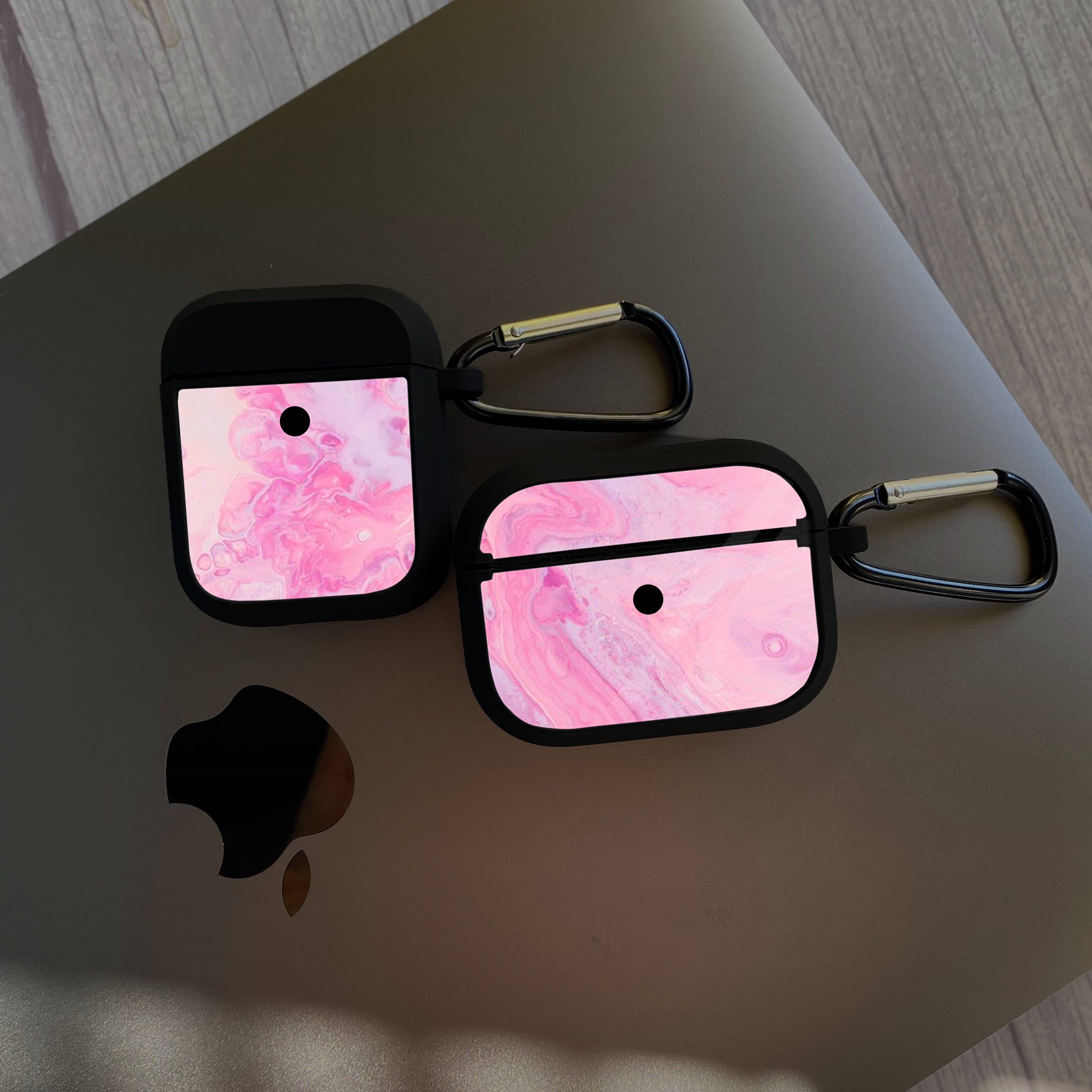 Apple Airpods Case - Pink Marble Series 06 - Premium Print with holding clip