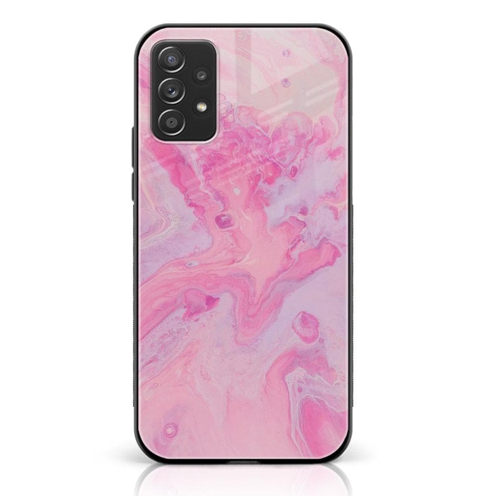 Galaxy A52 - Pink Marble Series - Premium Printed Glass soft Bumper shock Proof Case