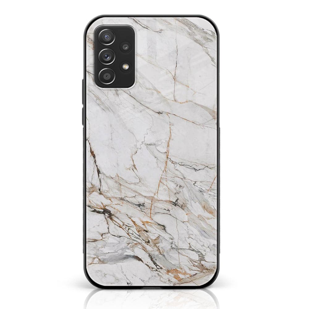 Galaxy A52 - White Marble Series - Premium Printed Glass soft Bumper shock Proof Case