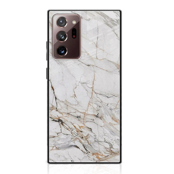 Galaxy Note 20 Ultra - White Marble Design 6 - Premium Printed Glass soft Bumper shock Proof Case CS-20624