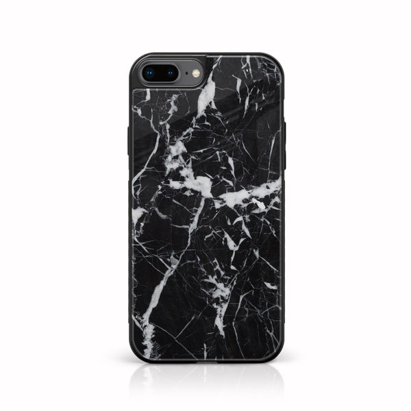 iPhone 7 Plus - Black Marble Design 6 - Premium Printed Glass soft Bumper shock Proof Case CS-7996