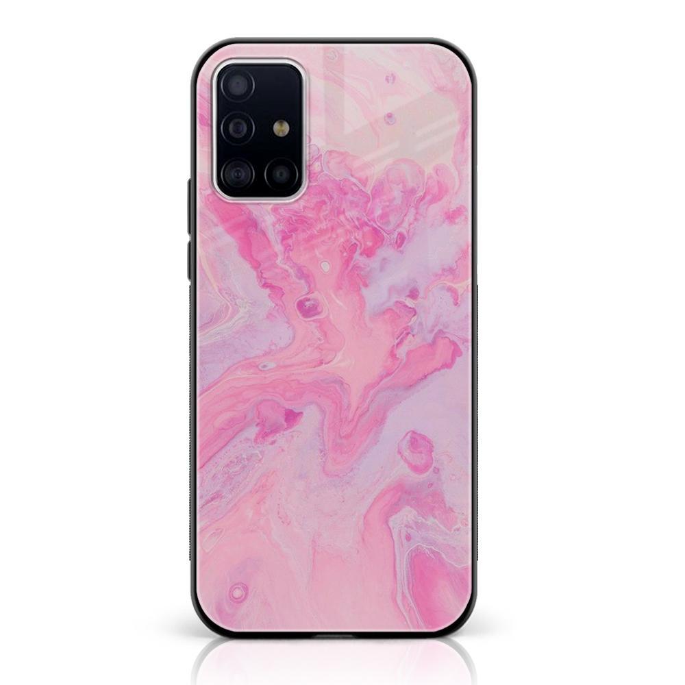 Samsung Galaxy A71 - Pink Marble Series - Premium Printed Glass soft Bumper shock Proof Case