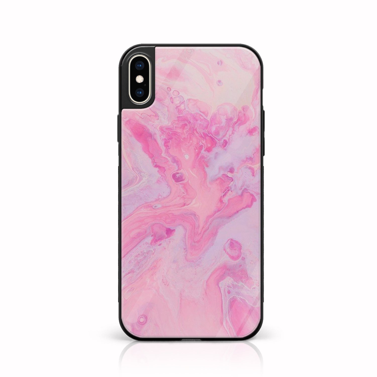 iPhone X/XS - Pink Marble Series - Premium Printed Glass soft Bumper shock Proof Case