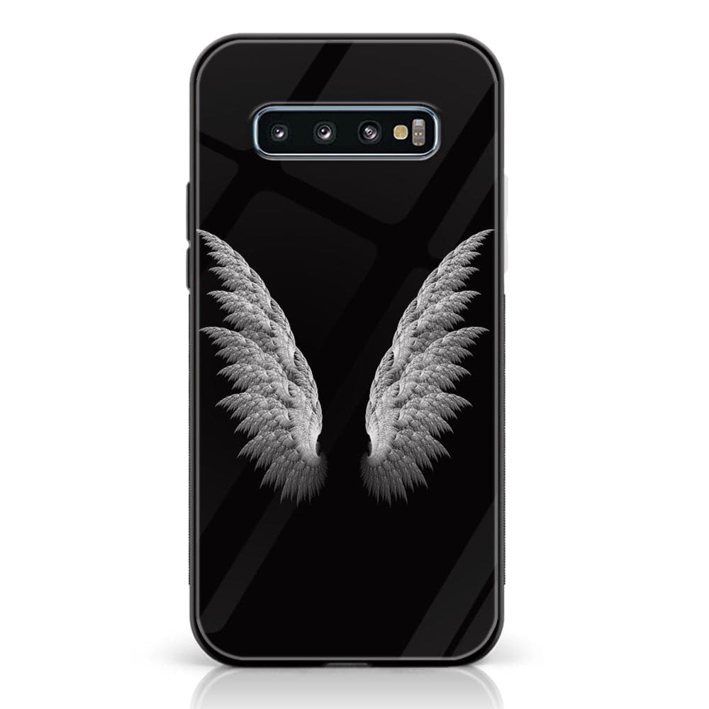 Galaxy S10 Plus - Angel Wing Series - Premium Printed Glass soft Bumper shock Proof Case
