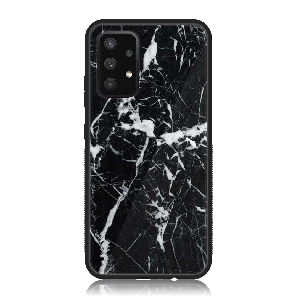 Galaxy A32 - Black Marble Series - Premium Printed Glass soft Bumper shock Proof Case