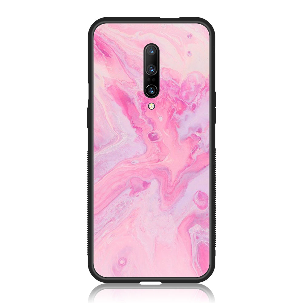 OnePlus 7 Pro - Pink Marble Series - Premium Printed Glass soft Bumper shock Proof Case
