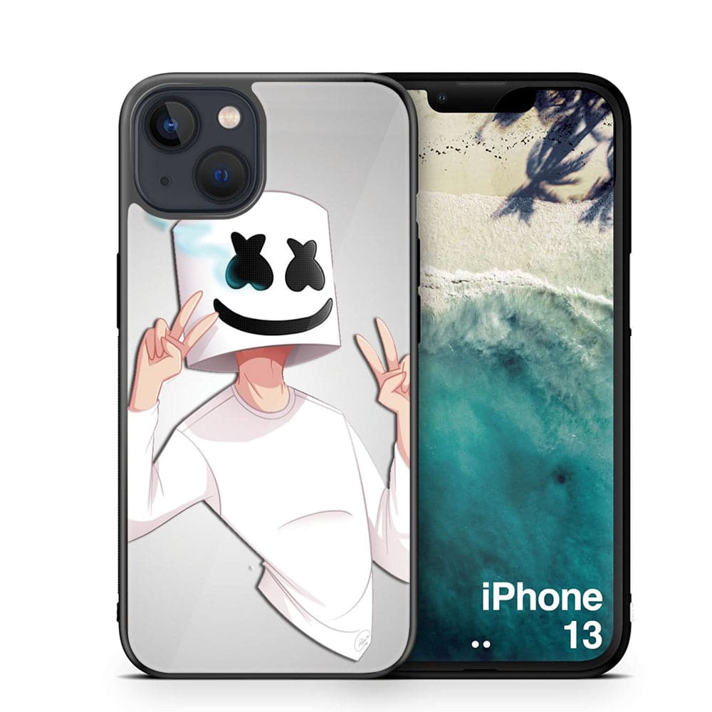 iPhone 13 Cartoon Series  Premium Printed Glass soft Bumper shock Proof Case