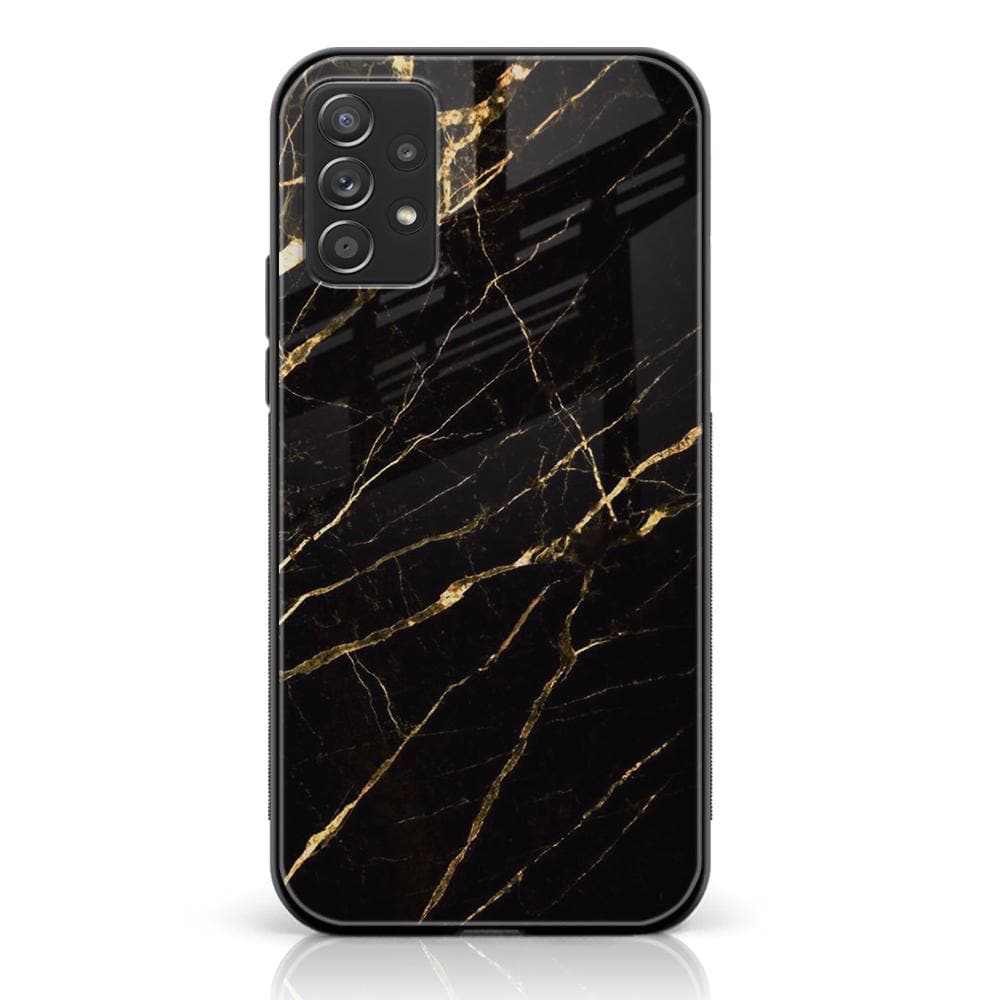 Galaxy A52s - Black Marble Series - Premium Printed Glass soft Bumper shock Proof Case