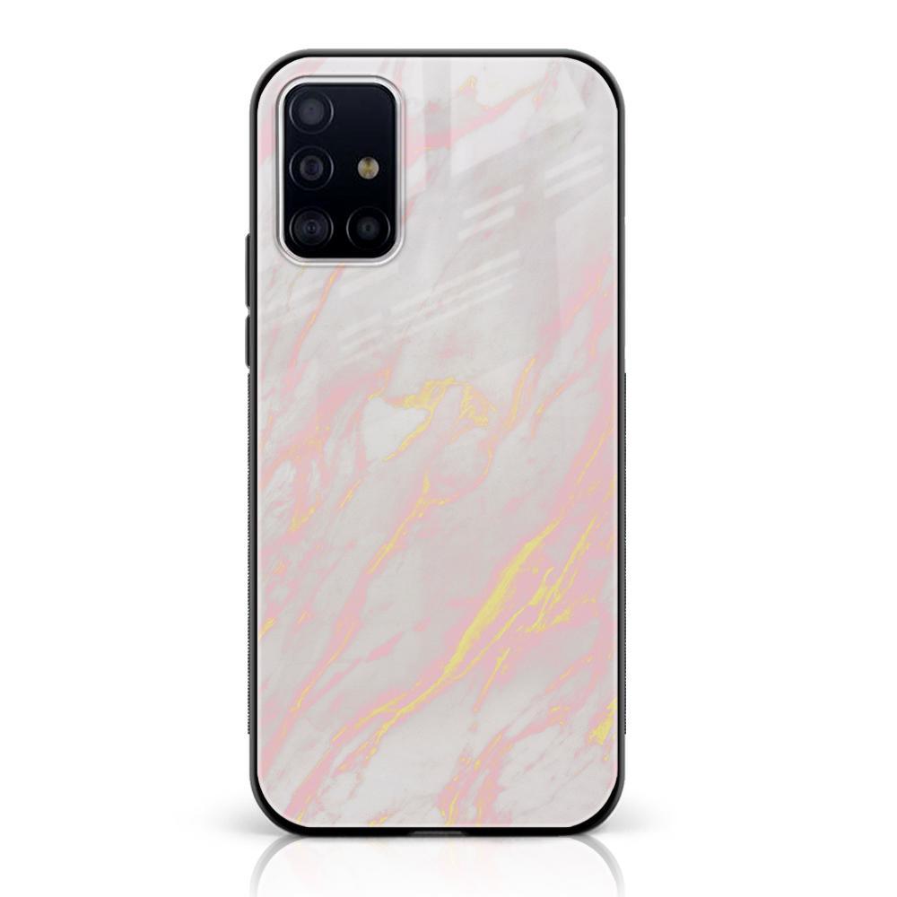 Samsung Galaxy A71 - Pink Marble Series - Premium Printed Glass soft Bumper shock Proof Case