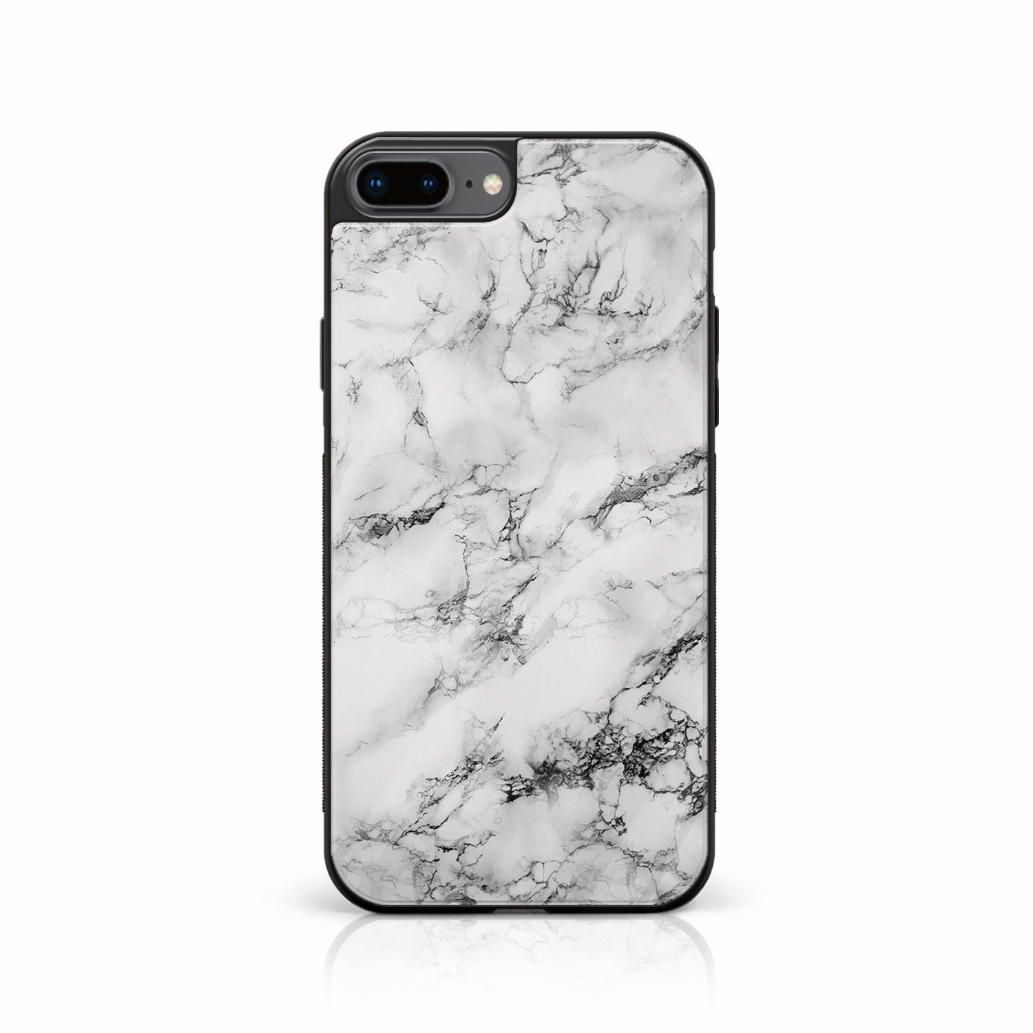 iPhone 7 Plus/ 8 Plus - White Marble Series - Premium Printed Glass soft Bumper shock Proof Case