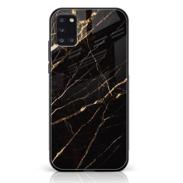 Samsung Galaxy A31 - Black Marble Series Design 3  - Premium Printed Glass soft Bumper shock Proof Case  CS-19351