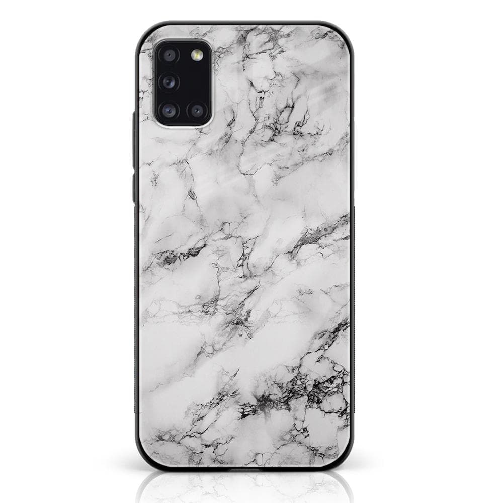 Samsung Galaxy A31 - White Marble Series - Premium Printed Glass soft Bumper shock Proof Case