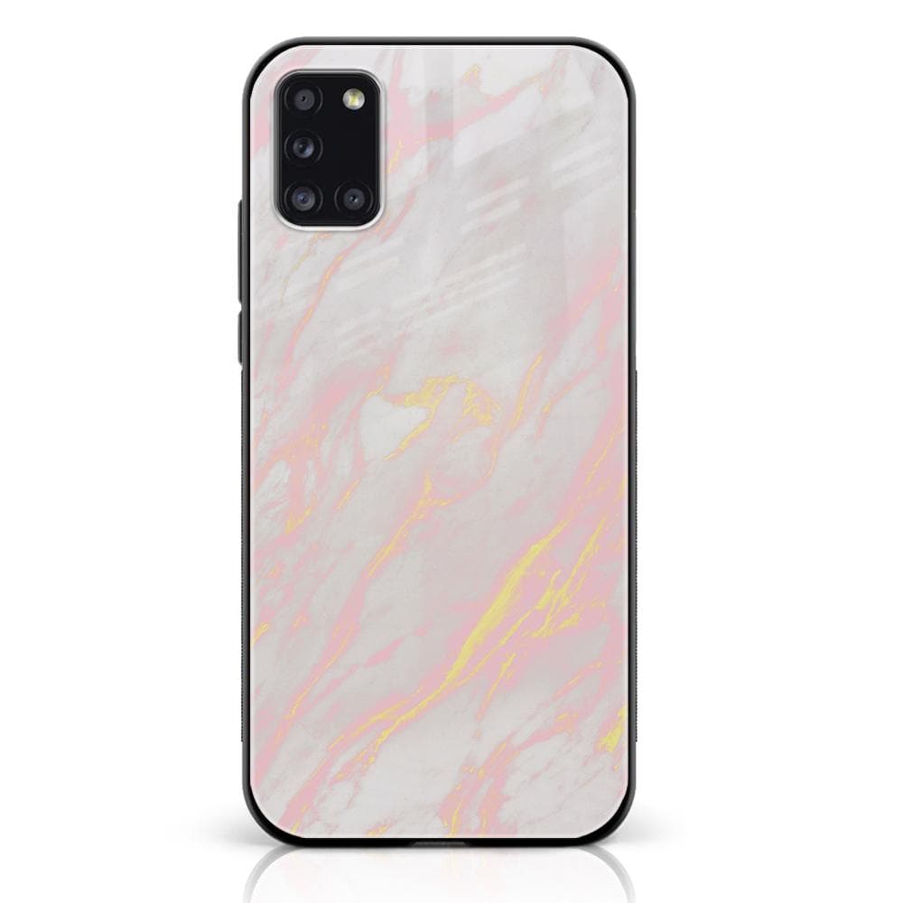 Samsung Galaxy A31 - Pink Marble Series - Premium Printed Glass soft Bumper shock Proof Case