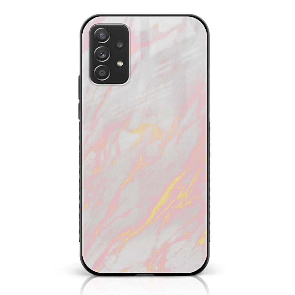 Galaxy A52 - Pink Marble Series - Premium Printed Glass soft Bumper shock Proof Case