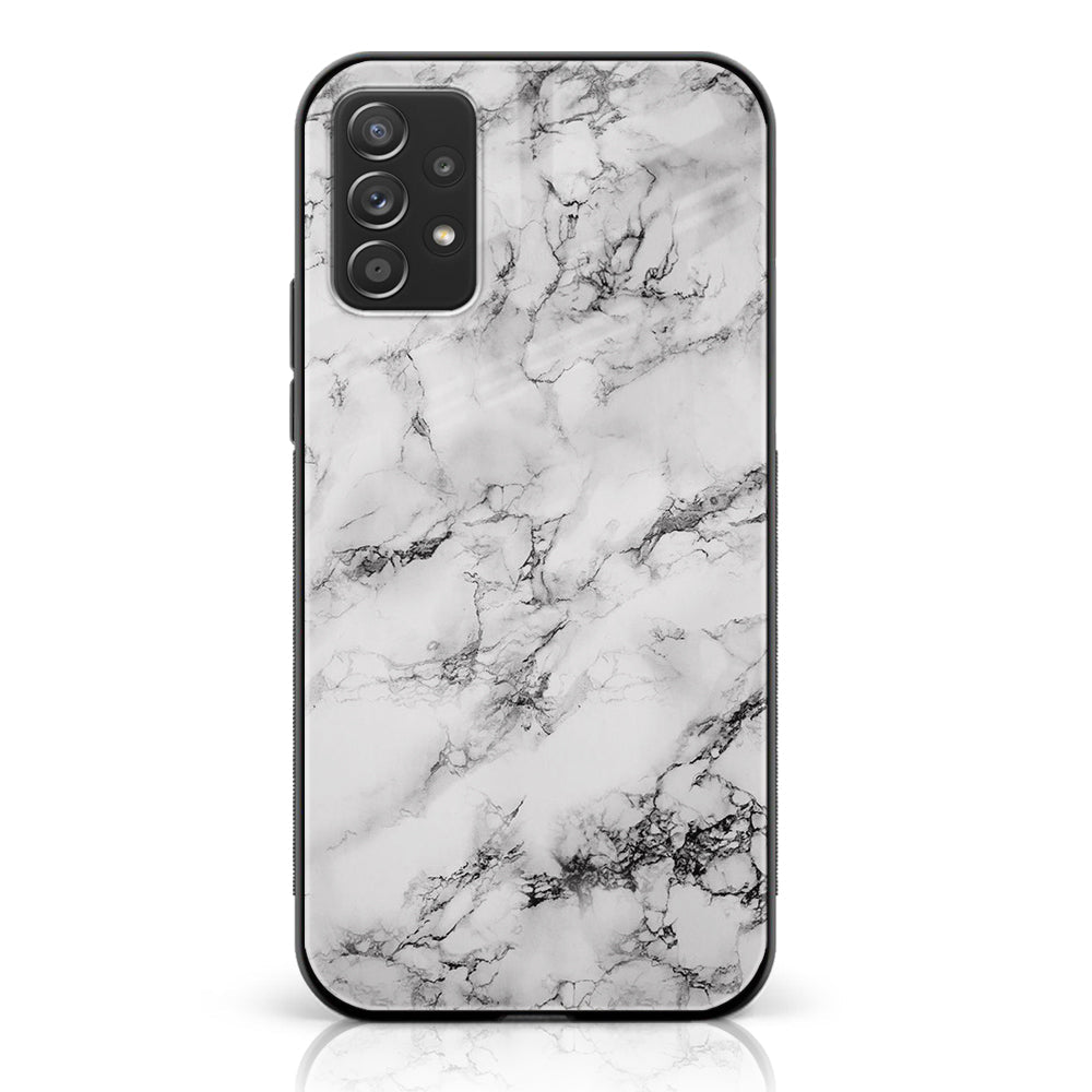 Samsung Galaxy A73 - White Marble Series - Premium Printed Glass soft Bumper shock Proof Case